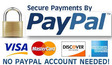 PayPal-VISA, MC, Discover, Amer. Ex.